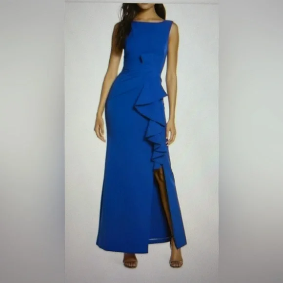 Eliza J Dresses Eliza J Sleeveless Cascading Ruffle Gown